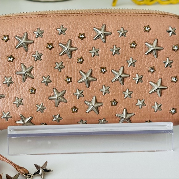Jimmy Choo Star Studded Pink Leather Zip Around Wallet - Picture 5 of 15